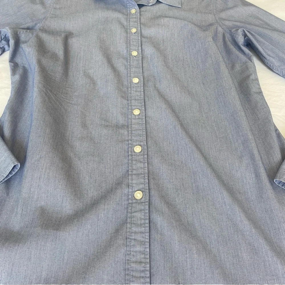 Banana Republic Riley Office, Casual, Minimalist Button-Down Dress Shirt Blue 6 - Picture 8 of 11